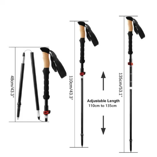 Ultralight Trekking Poles Printing Logo Customization Aluminum Alloy Extension Telescopic Black Trekking Poles